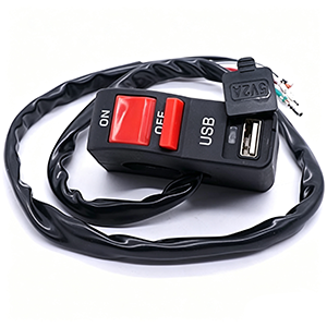 GUMMMY 12v 7/8″Motorcycle Handlebar On Off Push Button Switch,with 12V5A USB Car Charger Headlight Control Switch